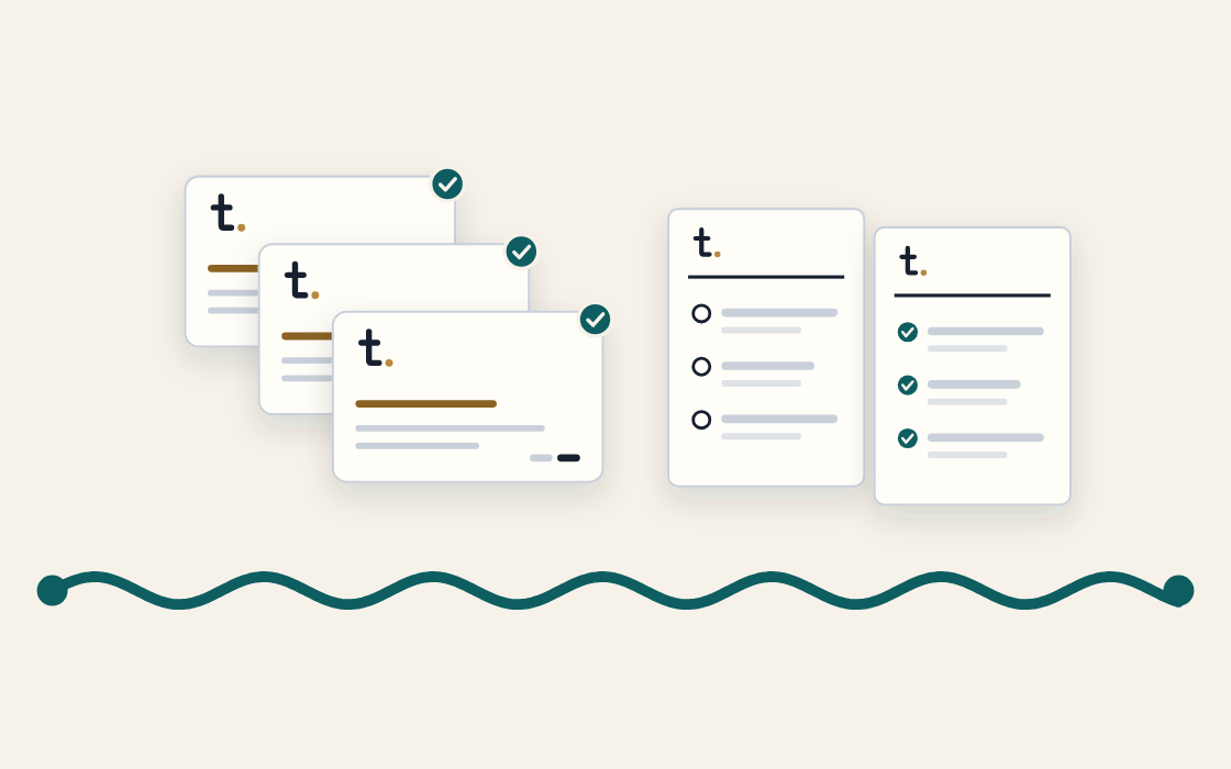 Reviewed practice cards beside a start page and an end-of-programme report